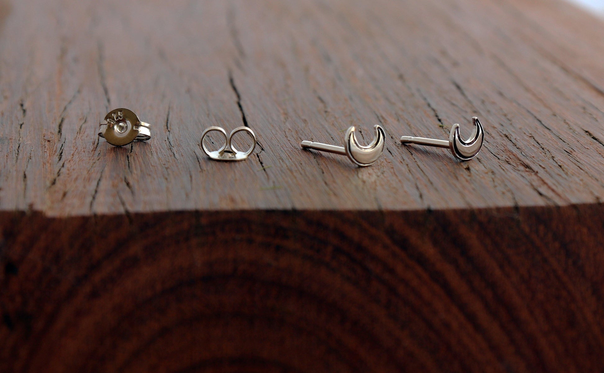 Graphic Crescent Moon Studs - Sweet November Jewelry