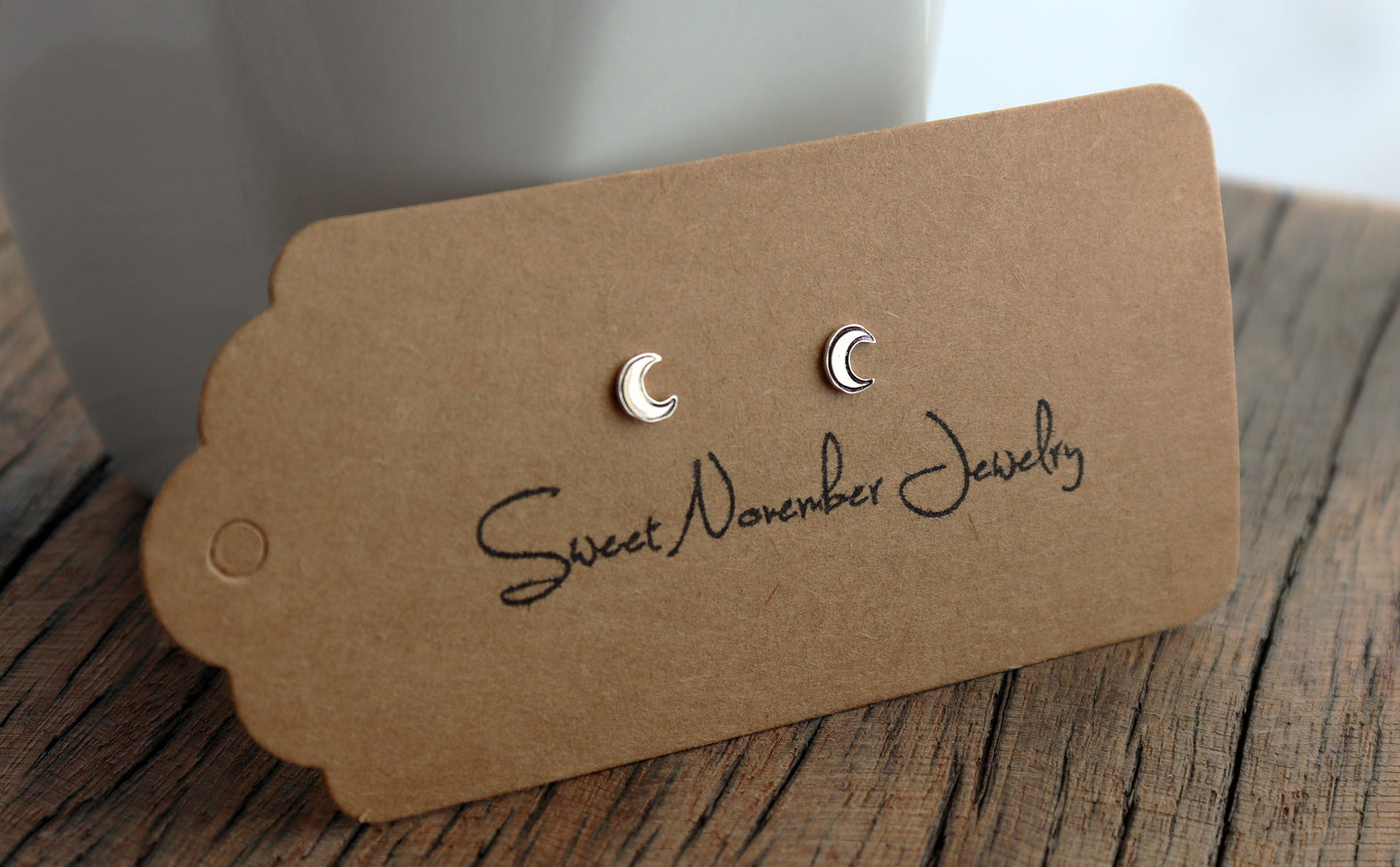 Graphic Crescent Moon Studs - Sweet November Jewelry