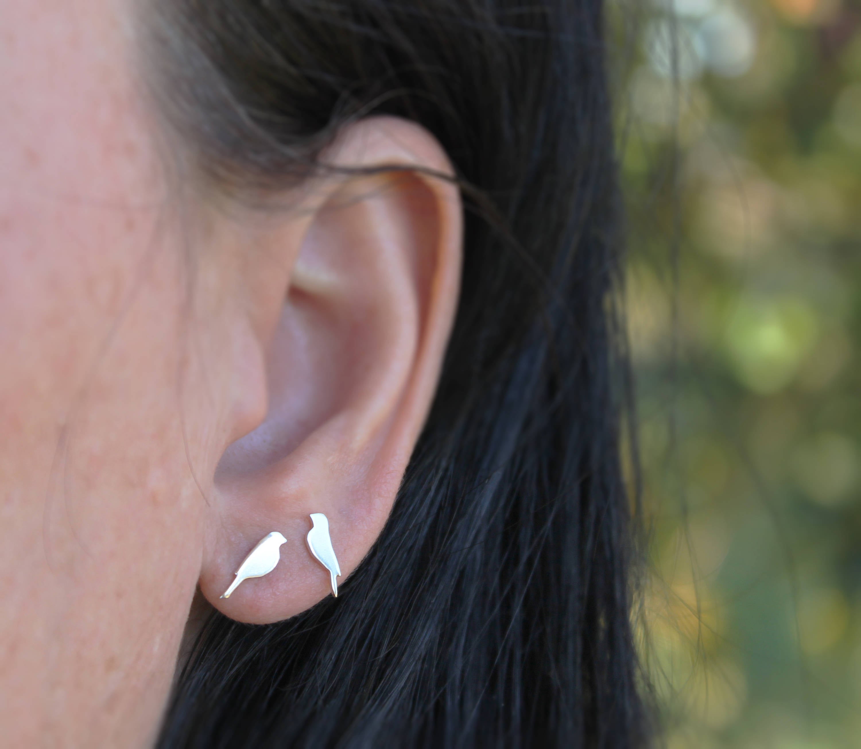 Silver store bird earrings