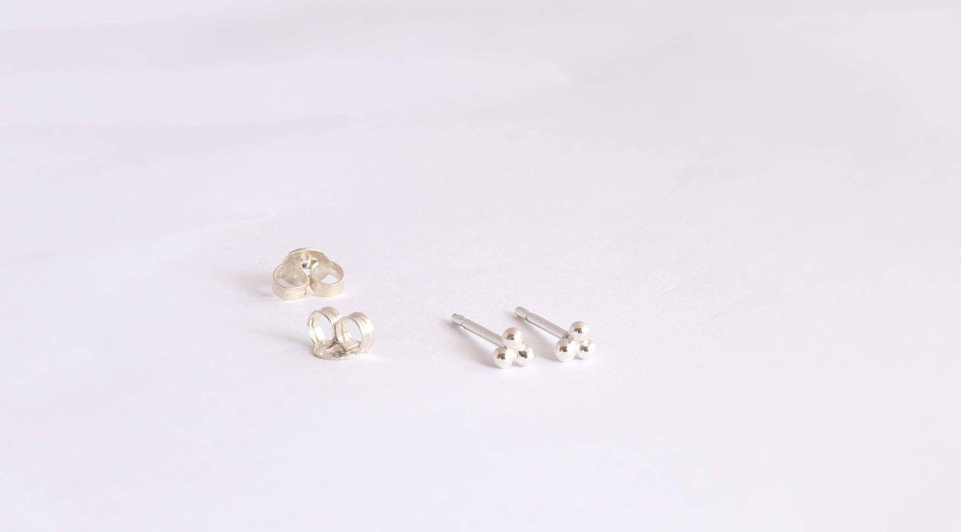 Tiny 3 Ball Studs in Sterling Silver - Sweet November Jewelry