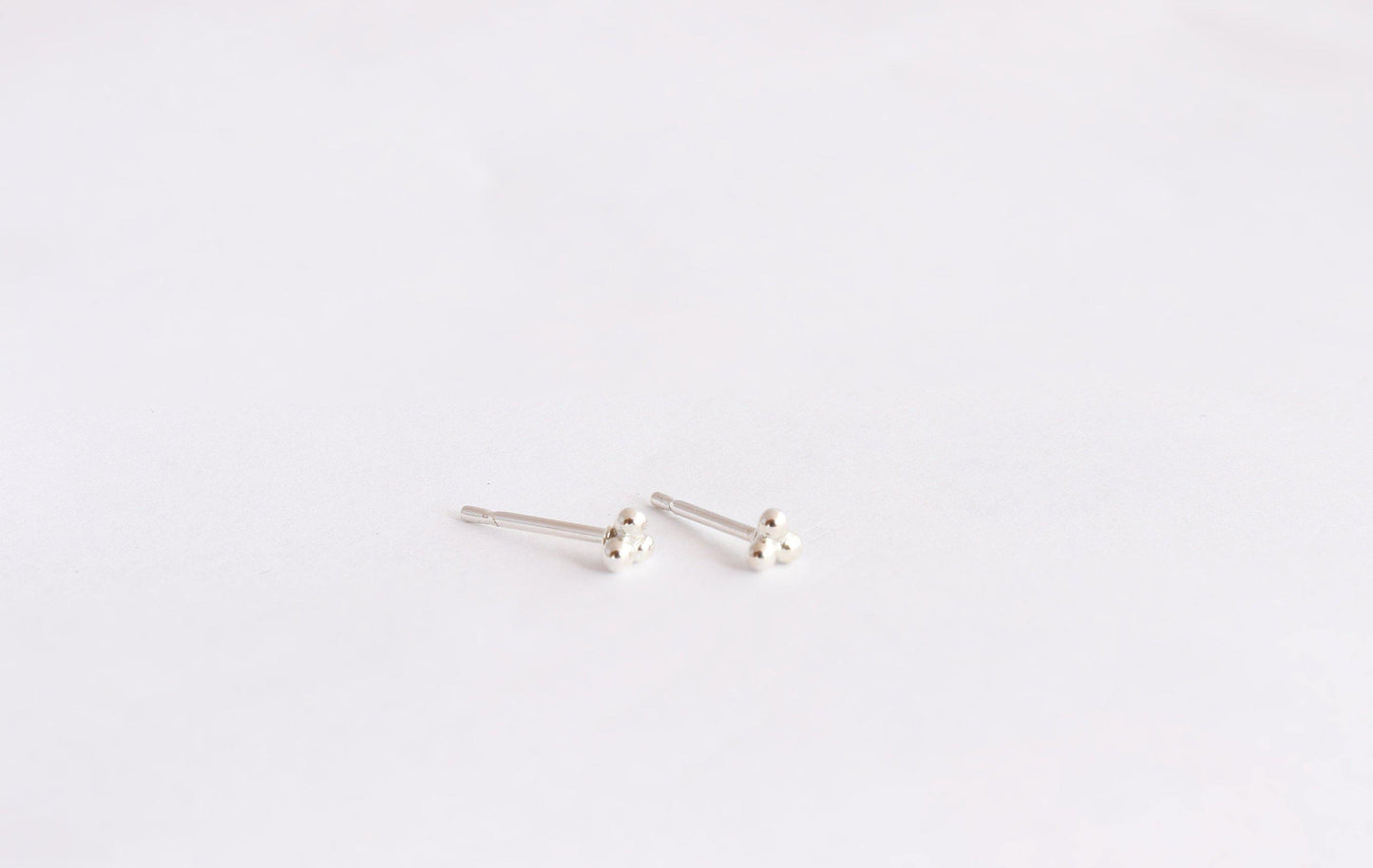 Tiny 3 Ball Studs in Sterling Silver - Sweet November Jewelry