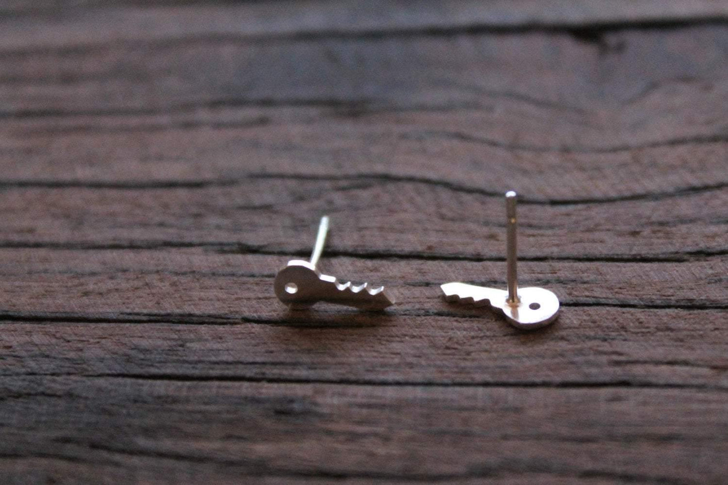 Tiny Silver Key Earrings - Sweet November Jewelry